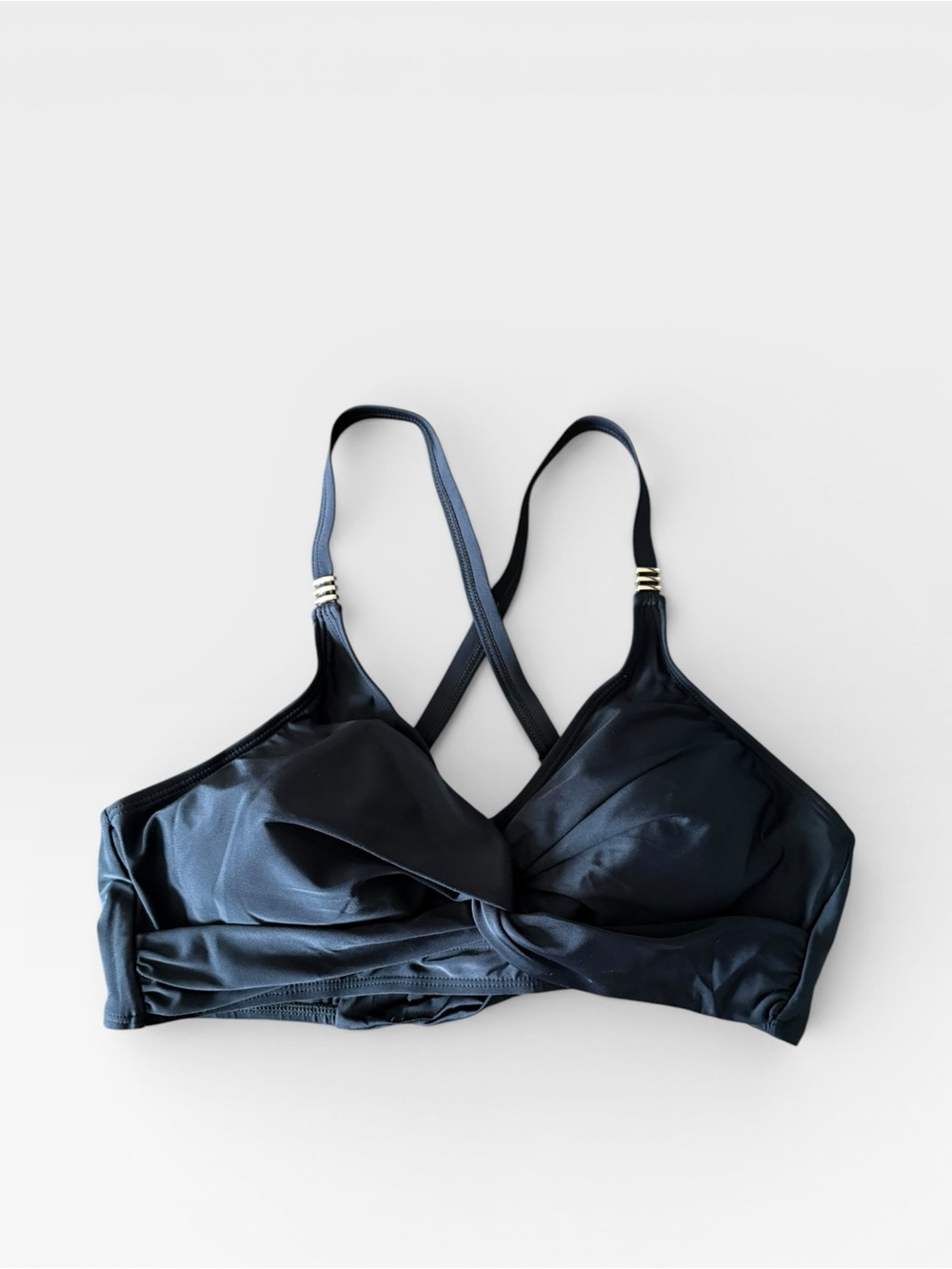 Women's Black Twist-Front Bralette with Crossback Straps